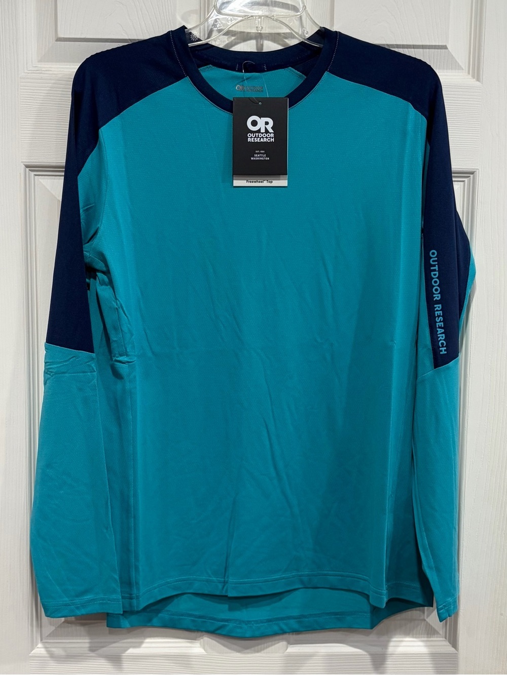 Outdoor Research Women's Large Freewheel MTB Jersey Long Sleeve Blue Teal NWT
